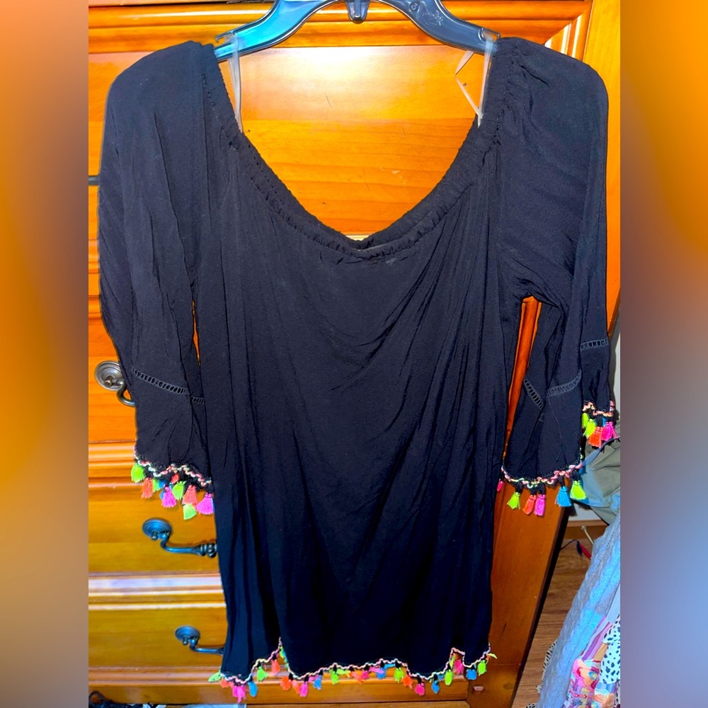 Cutest black colorful tassel dress